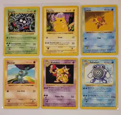 Pokemon TCG Shadowless Base Set Lot - 6 Cards Vintage WOTC - Red Cheeks Pikachu - Image 1