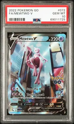 PSA 10 Gem Mint Mewtwo V 072/078 2022 Pokemon Go Alternate Full Art Pokemon Card - Image 3
