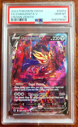 2023 POKEMON ZAMAZENTA V GG54 FULL ART SWORD AND SHIELD CROWN ZENITH PSA 10 - Image 3
