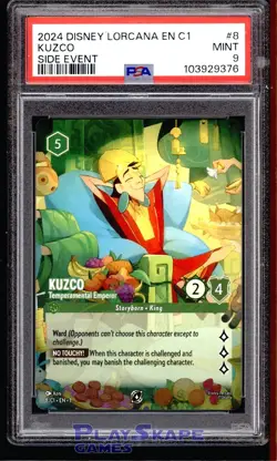 Disney Lorcana Card PSA 9 Kuzco Side Event 8/C1 DLC Promo Challenge 2024 - Image 1