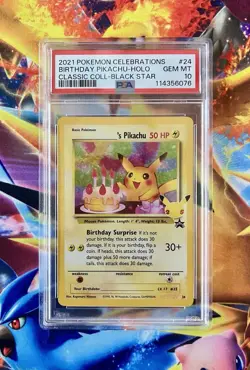 2021 Pokemon Celebrations BIRTHDAY PIKACHU HOLO #24 Classic Coll. PSA 10 GEM MT! - Image 1