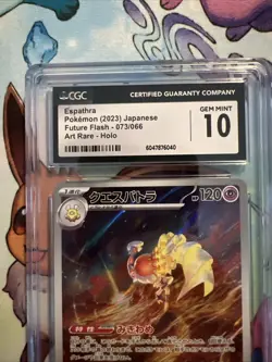 Pokemon CGC Gem Mint 10 Future Flash Espathra AR/Art Rare Card 073/066 Japanese - Image 4
