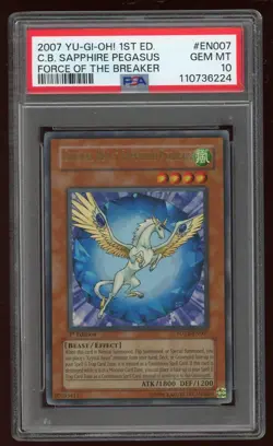 2007 Yugioh Crystal Beast Sapphire Pegasus 1st Edition FOTB-EN007 PSA 10 - Image 1