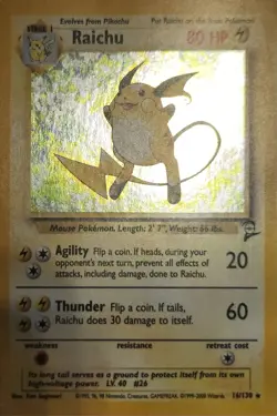 Pokemon TCG Raichu Card Base Set 2 Holo Rare #16/130 Near MInt  - Image 1