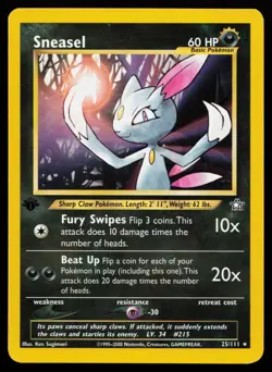Sneasel 25/111 Rare Neo Genesis 1st Edition Non Holo Pokémon Card - Image 3
