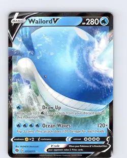 Pokemon TCG Wailord V SWSH Champions Path 013/073 Ultra Holo Rare Card NM - Image 3