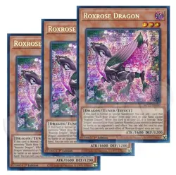 Yugioh - Roxrose Dragon x 3 - 1st Edition Prismatic Secret Rare NM - Free Holo - Image 1