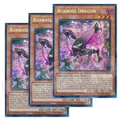 Yugioh - Roxrose Dragon x 3 - 1st Edition Prismatic Secret Rare NM - Free Holo - Image 2