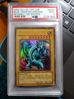 Yugioh Blue-Eyes White Dragon One LOB LDD-S001 Ultra 1st SPANISH PSA 9 Mint! - Image 2