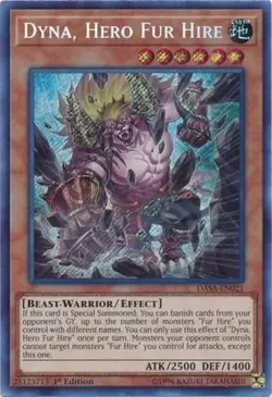 Yugioh! LP Dyna, Hero Fur Hire - DASA-EN021 - Secret Rare - 1st Edition Lightly - Image 2