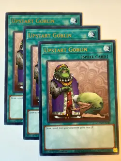 YUGIOH-3x- Upstart Goblin - MGED-EN146 - Gold Rare - 1st Ed. (PLAYSET) - Image 2