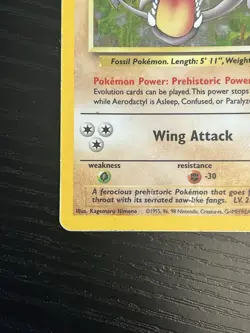 Pokemon TCG Aerodactyl 1/62 Fossil Set Vintage Holo Rare Card WOTC 1999 MP - Image 6