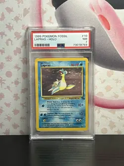 Pokemon TCG Lapras 10/62 Fossil Set Unlimited Rare  Holo Card WOTC 1999 - Image 1
