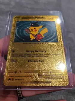 Special Delivery Pikachu Gold Foil Fan Art Vinyl Textured Collector Pokemon Card - Image 5
