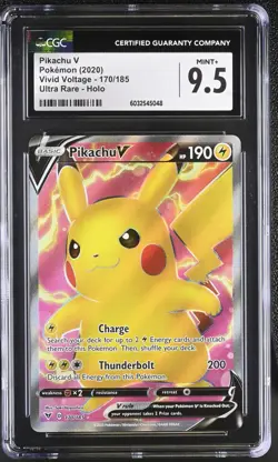âš¡ PokÃ©mon Vivid Voltage Pikachu V #170/185 CGC 9.5 Graded Card MINT+ âš¡ - Image 1