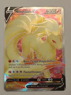 Ninetales V (Full Art) 177/192 Swsh02 Rebel Clash Holo NM Near Mint Pokemon Card - Image 1