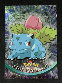 1999 Topps TV Series #02 Ivysaur Flames Card Pokemon TCG Foil Black Label - Image 1