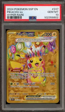 Pokemon Pikachu ex Surging Sparks Hyper Rare #247 PSA 10 Gem Mint - Image 1