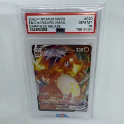 Charizard VMAX 2020 Pokémon 020/189 PSA 10 Darkness Ablaze Full Art Sword Shield - Image 1