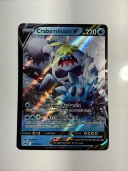 Crabominable V 076/264 Swsh08: Fusion Strike Holo Pokemon TCG Ultra Rare Card - Image 1