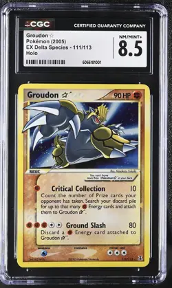 Pokemon Groudon Gold Star EX Delta Species Ultra Rare Holo #111 CGC 8.5 - Image 1