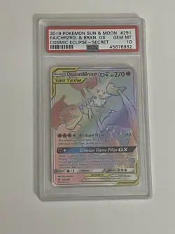 Charizard & Braixen GX 251/236 Cosmic Eclipse PSA 10 GEM MINT Pokemon Card - Image 1
