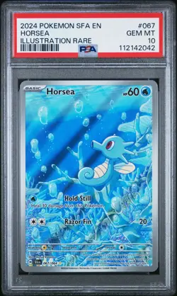2024 POKEMON SFA EN-SHROUDED FABLE ILLUSTRATION RARE #067 HORSEA PSA 10 - Image 1