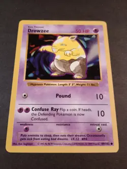 Pokemon Base Set Shadowless Drowzee Common Card 49/102 NM - Image 1