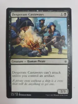MTG Magic The Gathering Card Desperate Castaways Creature Human Pirate Black - Image 1
