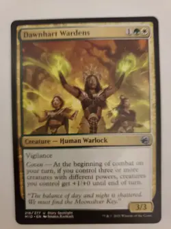 MTG Magic The Gathering Card Dawnhart Wardens Creature Human Warlock Green White - Image 1