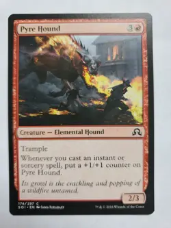 MTG Magic The Gathering Card Pyre Hound Creature Elemental Hound Red Shadows Ove - Image 1