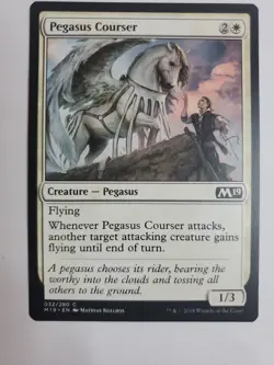 MTG Magic The Gathering Card Pegasus Courser Creature Pegasus White M19 - Image 1