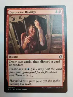 MTG Magic The Gathering Card Desperate Ravings Instant Red Commander 2019 - Image 1