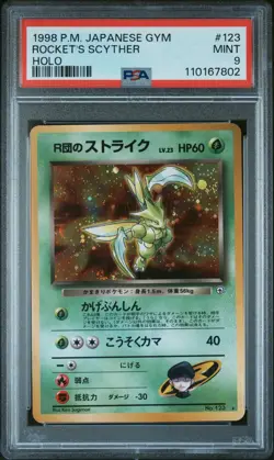 Pokemon Card 1998 Japanese Gym Rocket's Scyther Holo No.123 PSA 9 MINT Vintage - Image 1