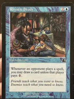 Magic the Gathering Rhystic Study Prophecy Blue Enchantment Card - Image 1