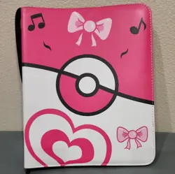 Pokemon Card Binder 400 Card 50 Page 4-Pocket NEW Album Pink White Bows Cute - Image 1