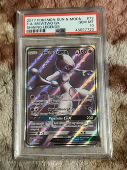 Pokemon 2017 Mewtwo GX #72 PSA 10 GEM MT Full Art Holo â€“ Shining Legends - Image 1