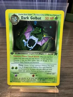 1st Edition Dark Golbat Holo Rare Pokemon TCG 2000 Team Rocket 7/82 - Image 1