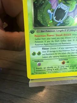1st Edition Dark Golbat Holo Rare Pokemon TCG 2000 Team Rocket 7/82 - Image 5