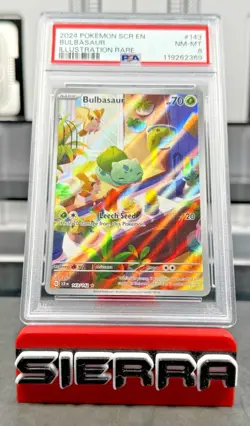 2024 Pokemon Sv07: Stellar Crown 143/142 SCR EN Bulbasaur #143 IR PSA 8 - Image 1