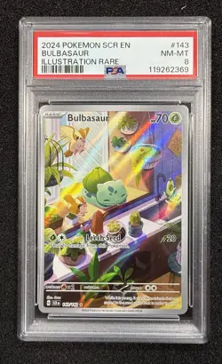 2024 Pokemon Sv07: Stellar Crown 143/142 SCR EN Bulbasaur #143 IR PSA 8 - Image 2
