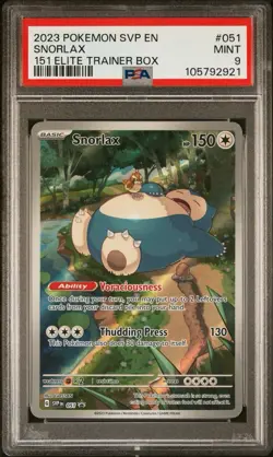 PSA 9 MINT Snorlax ETB SVP 051 Black Star Pokemon Card 151 2023 English - Image 1