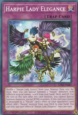 YUGIOH CARD 1 X HARPIE LADY ELEGANCE LDS2-EN089 1ST EDITION - Image 2