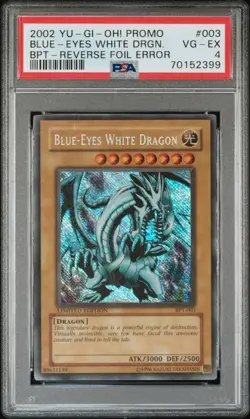 Yugioh MISPRINT PSA 4 Blue-Eyes White Dragon Reverse Secret Foil Error BPT-003 - Image 1