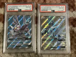 PSA 10 DIALGA/PALKIA GX FA POKEMON 2018 S&M FORBIDDEN LIGHT FULL ART GEM MINT - Image 1