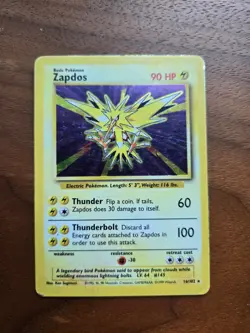 Pokemon card Zapdos 016/102 Base Set Holo, MP FREE SHIPPING, US SELLER - Image 1