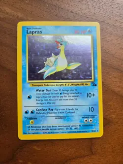 Pokemon card Lapras 10/62 Fossil Holo, LP, FREE SHIPPING - Image 1