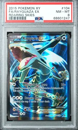 PSA 8 Rayquaza EX 104/108 XY Roaring Skies 2015 Pokemon Card Full Art Holo Foil - Image 1