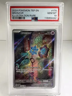 PSA 10 Bronzor 170/162 Illustration Rare SV05: Temporal Forces GEM MT Pokemon - Image 1