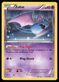 Zubat 53/135 Black & White Plasma Storm Lightly Played Pokemon Card - Image 1